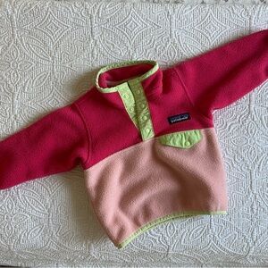 Patagonia Pink and Green Fleece Pullover